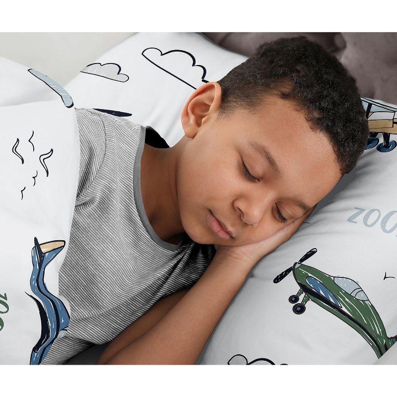 Airplane Green and Blue Twin Comforter Set by Sweet Jojo Designs (Set of 4)