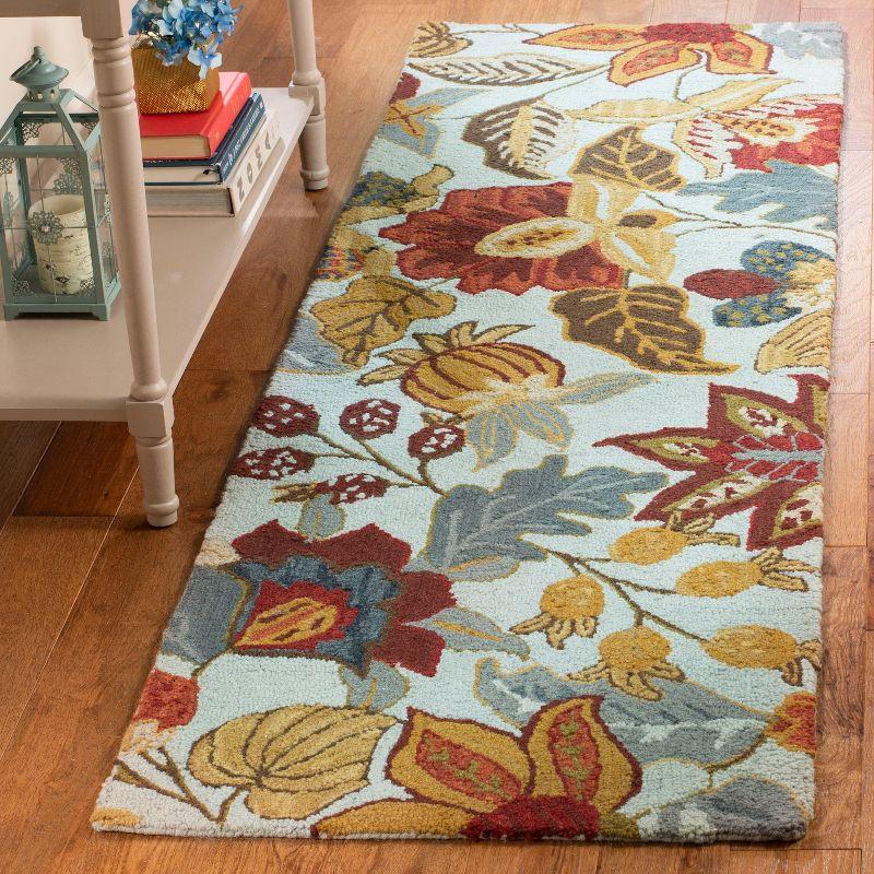 Blossom BLM863 Hand Hooked Runner Rug - Blue/Multi - 2'3"x10' - Safavieh.