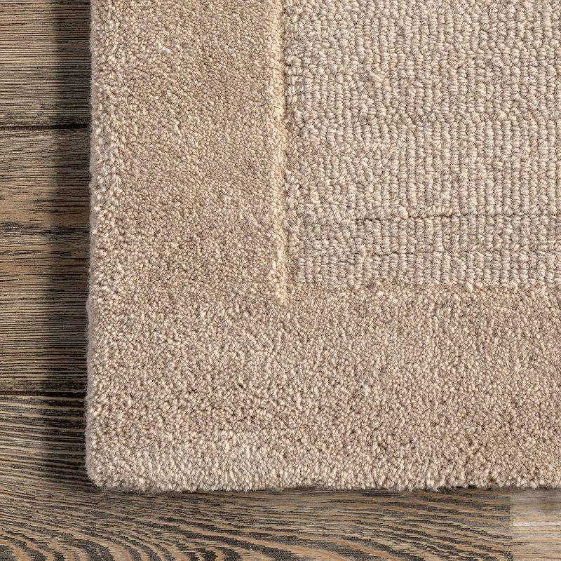 4'x6' Marianne Handmade Wool Border Area Rug Beige - nuLOOM: Solid Tufted Indoor Low Pile Rectangle Rug