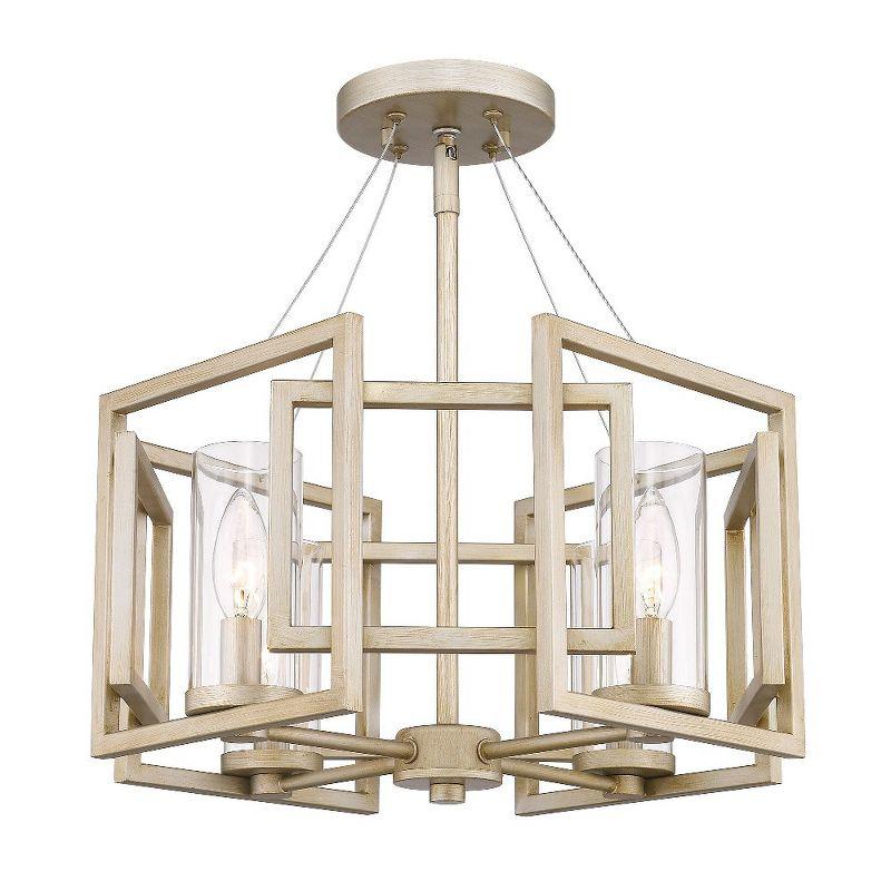 Golden Lighting Marco 4-Light Semi-flush in White Gold with Clear Glass