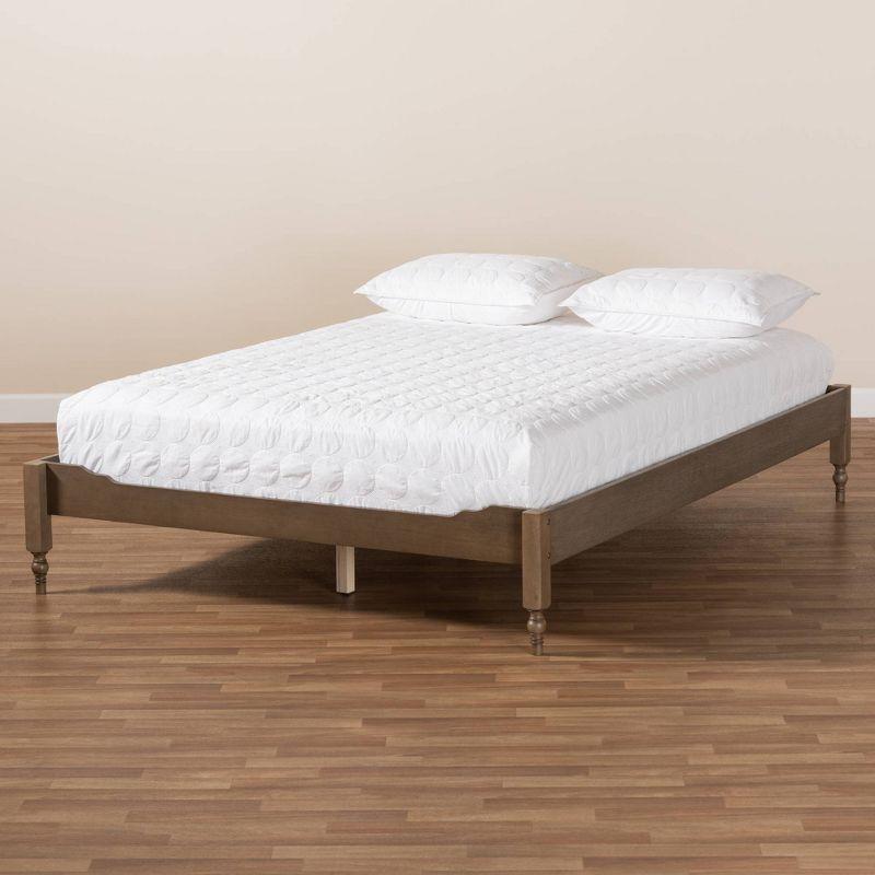 Weathered Grey Oak Queen Platform Bed with Turned Legs