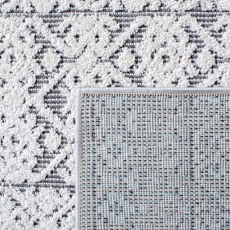 Cabana Geometric Ivory & Grey Synthetic Indoor/Outdoor Runner Rug