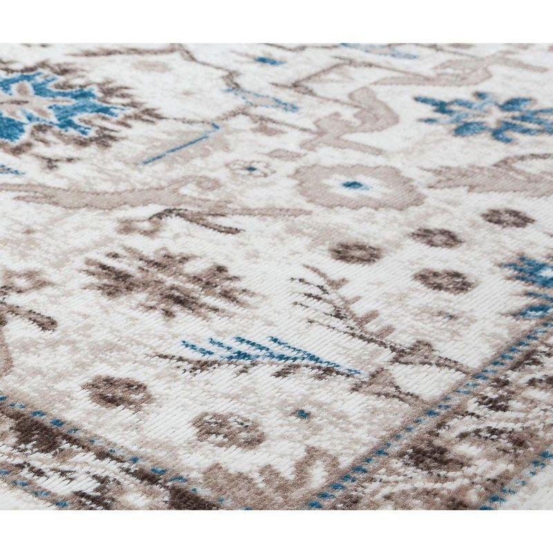 Rugs America Freida FY55B Honeysuckle Vintage Farmhouse Cream Area Rug for Dining Room Rug Neutral Rug Living Room Rug Kitchen, 2'6"x8'