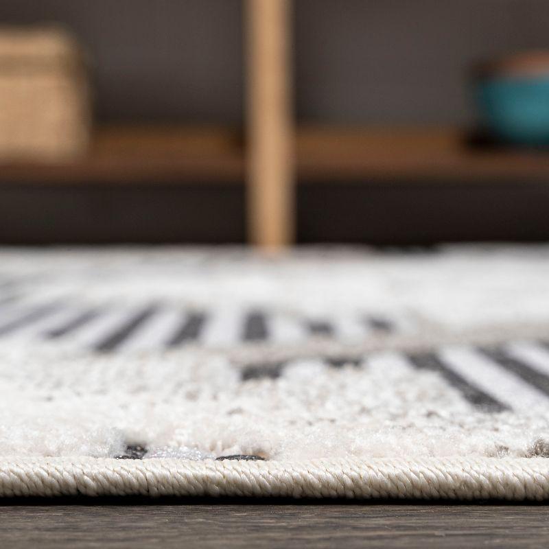 8'x10' Sumak High-Low Pile Neutral Diamond Kilim Indoor/Outdoor Area Rug, Gray/White/Black - JONATHAN Y