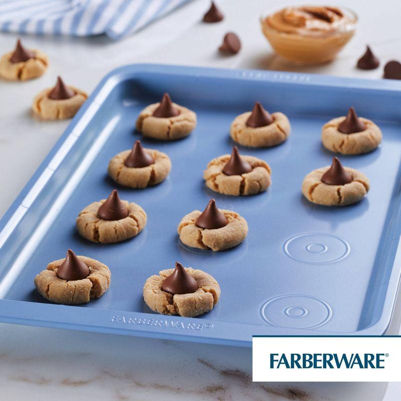 Farberware Easy Solutions Nonstick Bakeware Cookie Pan Baking Sheet, 10 Inch X 15 Inch, Blue