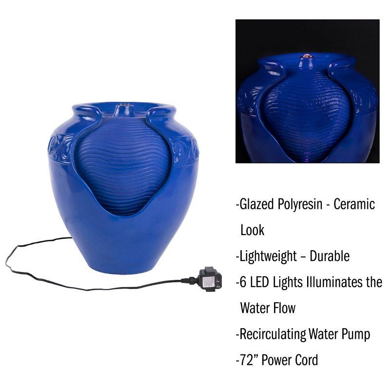 Nature Spring Electric Jar Water Fountain – 15" x 17", Cobalt Blue