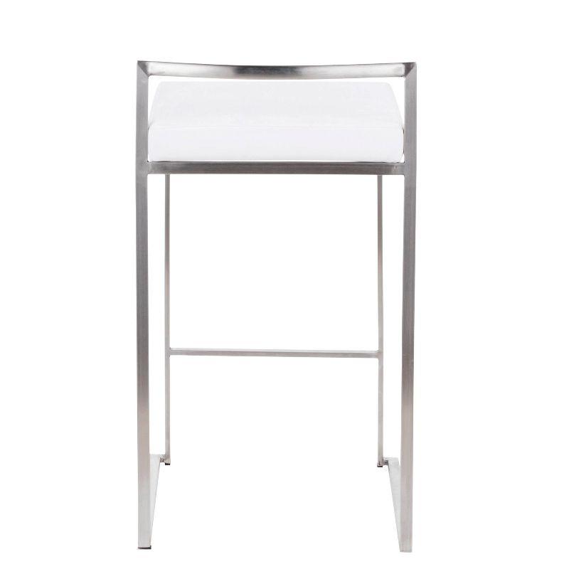 Set of 2 Fuji Contemporary Stackable Barstools White: Velvet Upholstery, 27.75" Seat Height - LumiSource