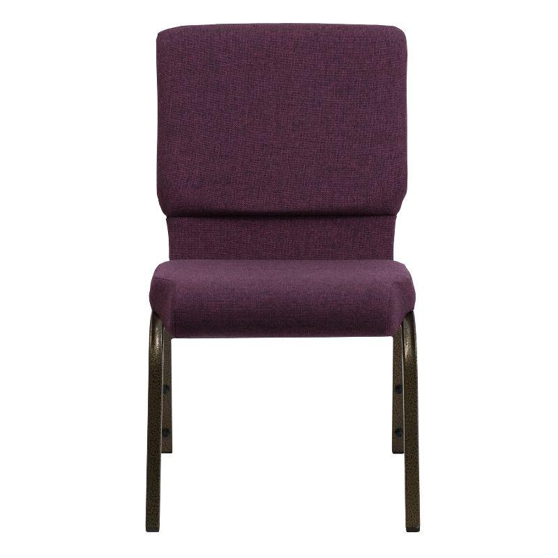 Flash Furniture HERCULES Series 18.5''W Stacking Church Chair in Plum Fabric - Gold Vein Frame