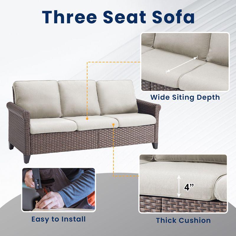 Buenhomino 3 Pieces Outdoor Patio Furniture Wicker Rattan Sofa Set With Ottomans,