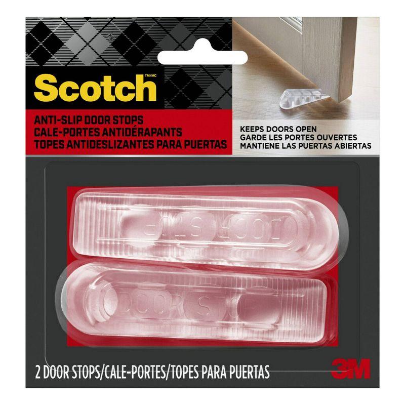 Clear Rubber Non-Slip Door Stop Wedge, 2 Pack