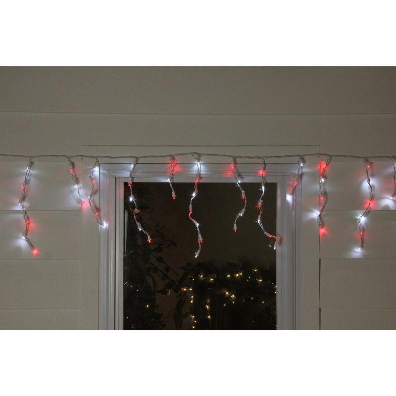 Northlight 100ct Wide Angle LED Icicle String Lights Red/Pure White - 6.75' White Wire