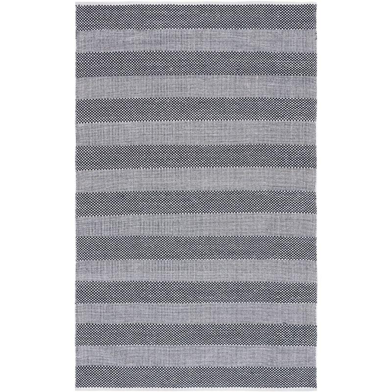 Striped Kilim STK802 Hand Woven Area Rug - Ivory/Black - 4'x6' - Safavieh.