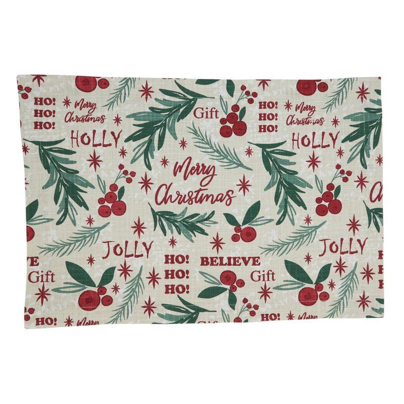 Festive Holly Christmas Cotton Placemats Set of 4