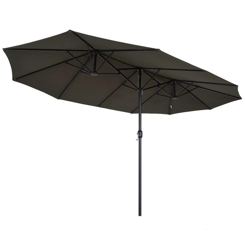 Outsunny 15ft Patio Umbrella Double-Sided Outdoor Market Extra Large Umbrella with Crank Handle for Deck, Lawn, Backyard and Pool