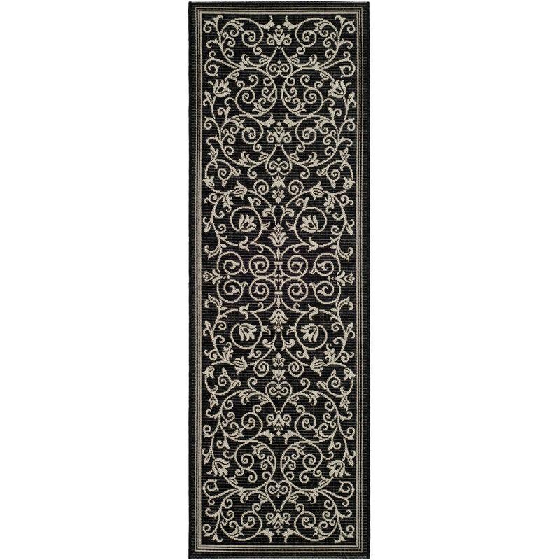 Courtyard CY2098 Power Loomed Indoor and Outdoor Runner Rug - Black/Sand - 2'3"x14' - Safavieh