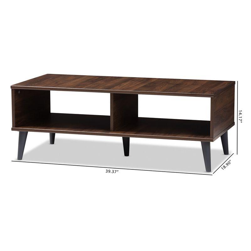 Pierre Coffee Table Dark Brown/Gray - Baxton Studio: Mid-Century Modern Storage, Tapered Legs