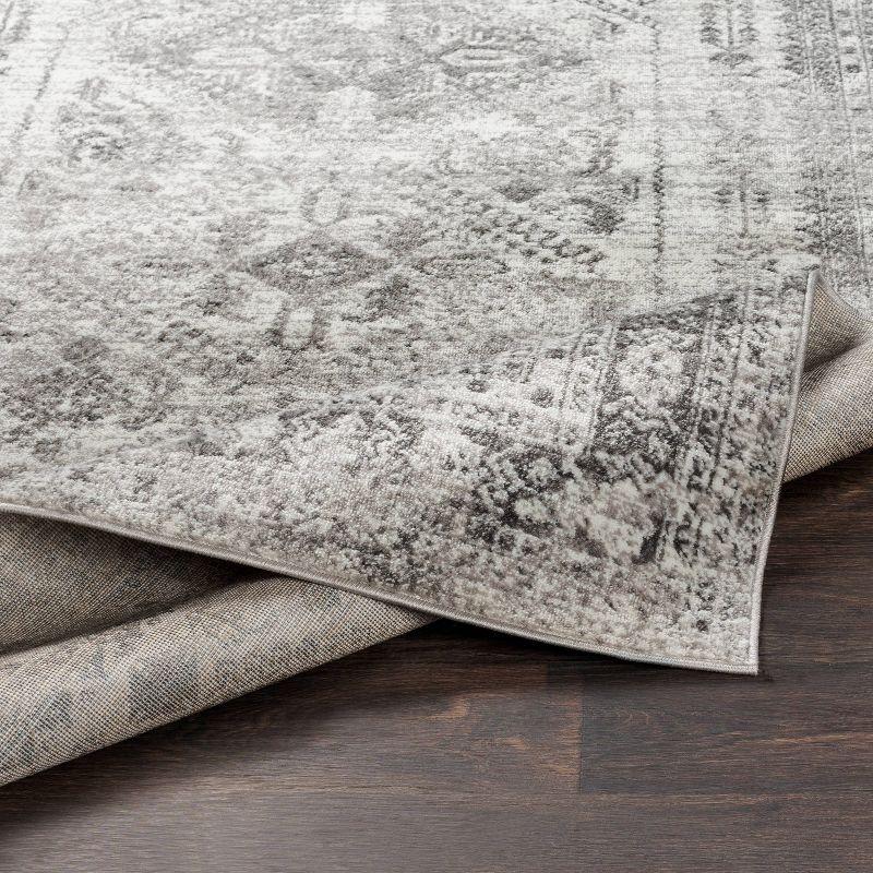 Livabliss 5'3"x5'3" Square Melissa Traditional Rugs Charcoal Gray: Medium Pile, Stain & Fade-Resistant