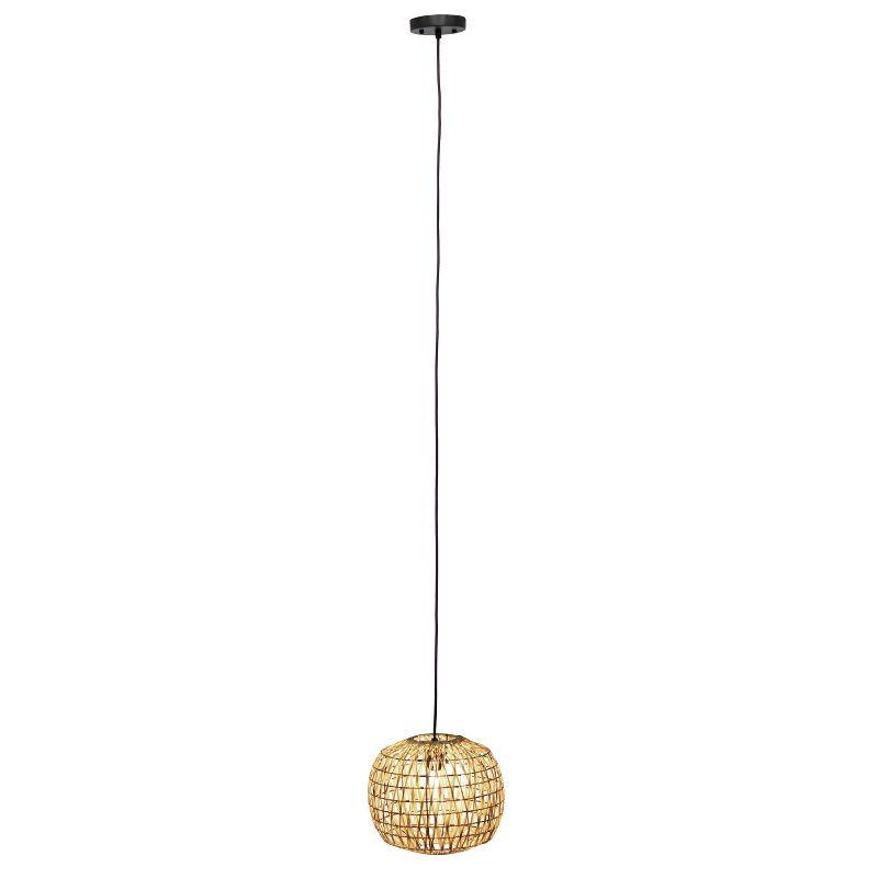 1-Light 11.38" Bohemian Farmhouse Coastal Woven Paper Shade Pendant Beige - Lalia Home: UL Listed, Adjustable Cord