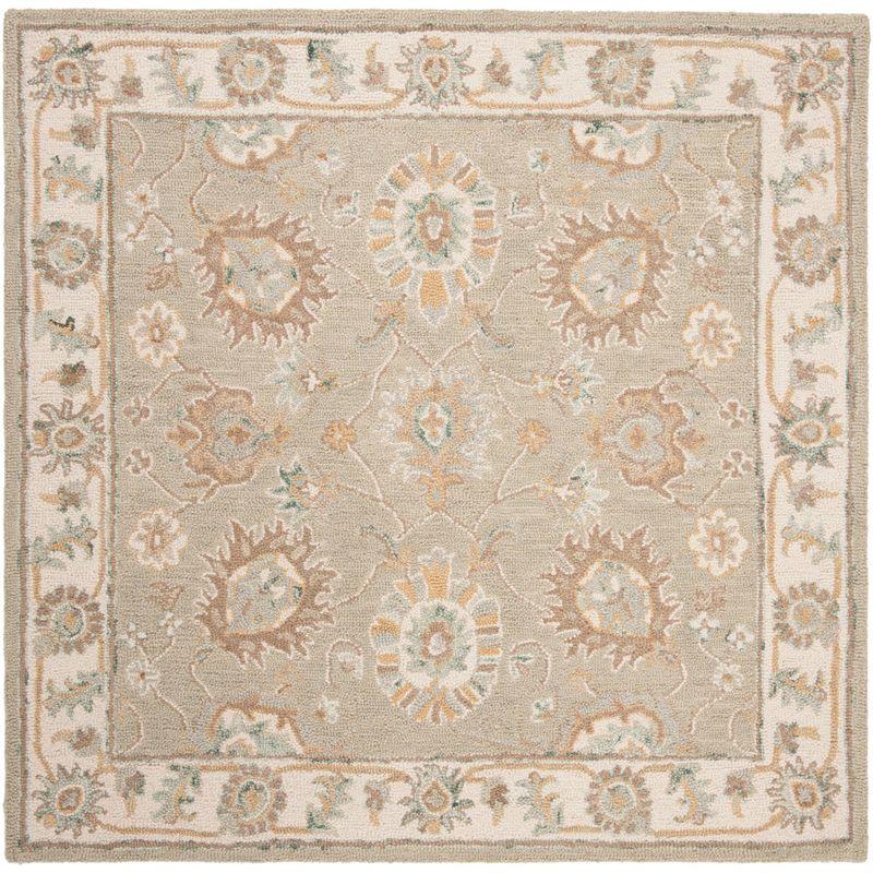 Blossom BLM702 Hand Tufted Area Rug - Sage/Ivory - 6'x6' - Safavieh.