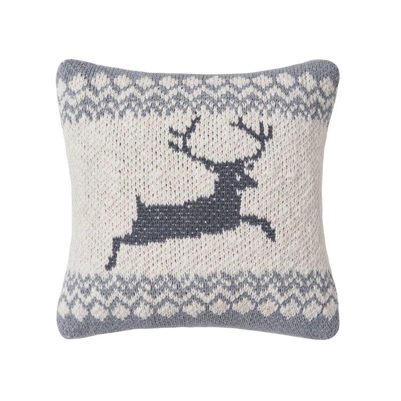 Leaping Deer Knitted Pillow Decor Decoration Christmas Knitted Petite Accent Throw Pillow