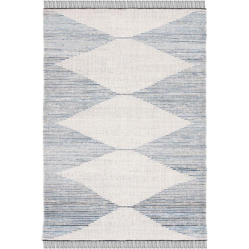 Kilim With Fringes KLM309 Flat Weave Area Rug - Blue/Ivory - 8'x10' - Safavieh