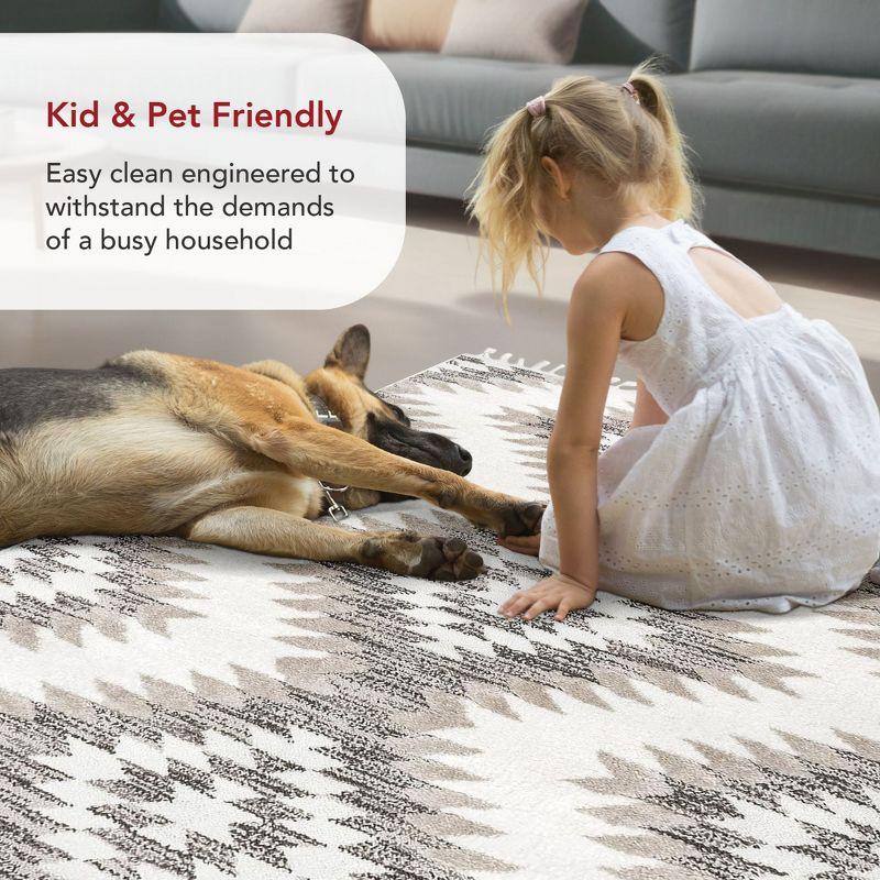 Nuloom Adelade Southwestern 4x6 Shag Indoor Area Rug for Living Room Bedroom Dining Room Nursery Kitchen, Beige/Ivory