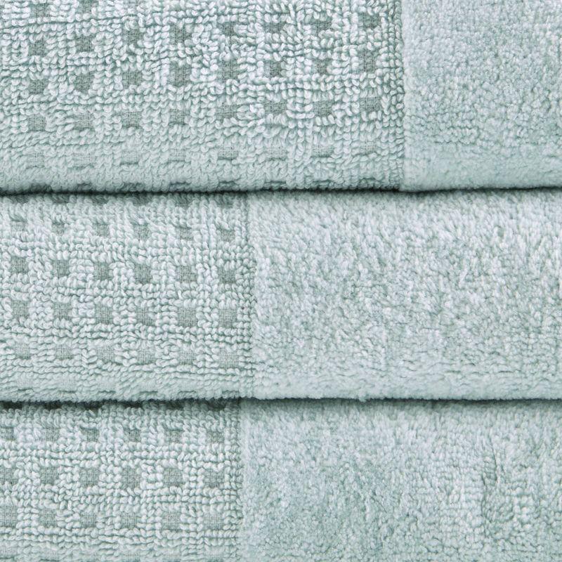 Aqua Cotton Waffle Jacquard 6-Piece Towel Set