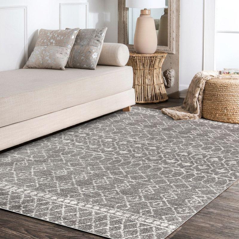 8'x10' Izil Moroccan Beni Souk Area Rug, Gray/Cream - JONATHAN Y