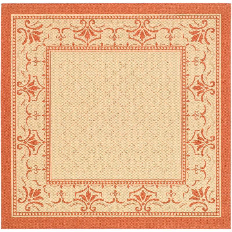 Courtyard CY0901 Power Loomed Indoor and Outdoor Area Rug - Natural/Terra - 7'10"x7'10" - Safavieh