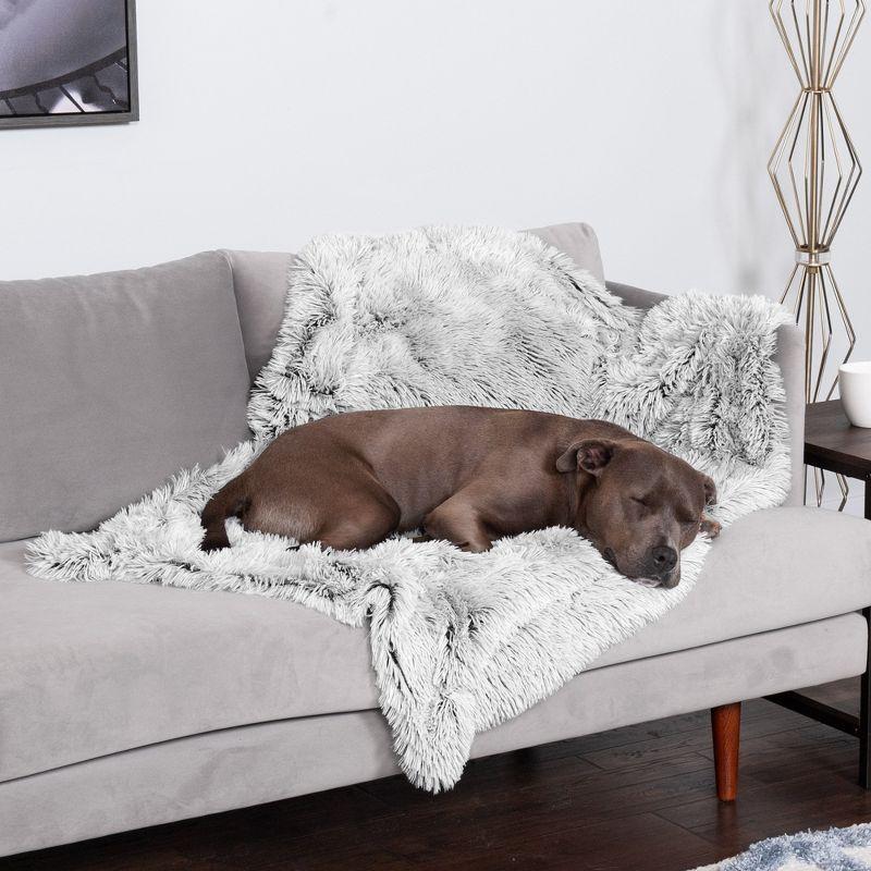 FurHaven Long Fur & Velvet Waterproof Blanket - Mist Gray, Large