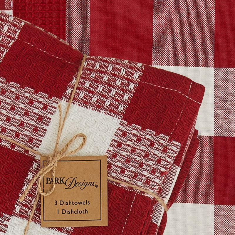 Park Designs Buffalo Check Dishtowel Set - Red & Cream