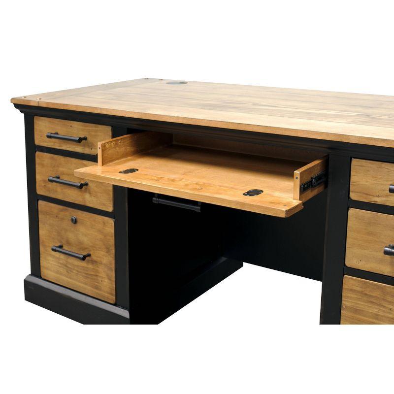 Martin Furniture Toulouse Double Pedestal Desk Honey/Black: Sturdy Wood Executive Office Furniture with Enclosed Storage