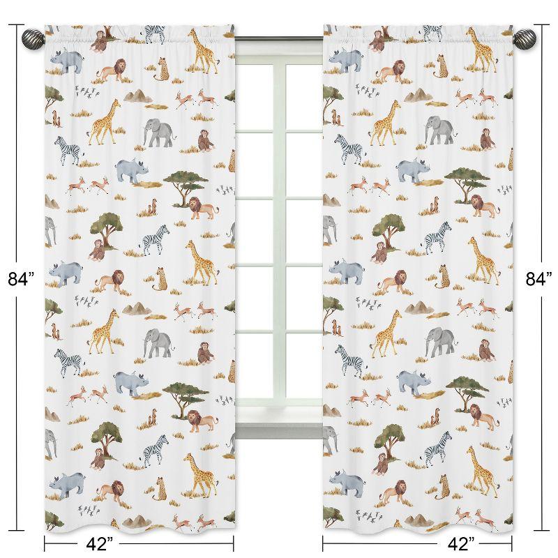 Jungle Animals Microfiber Semi-Sheer Rod Pocket Curtain Panels (Set of 2)