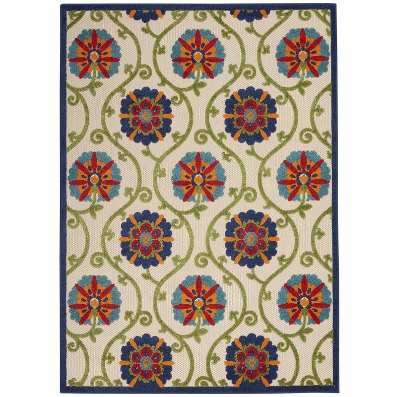 Bright Blooms Multicolor Floral 4' x 6' Reversible Outdoor Rug