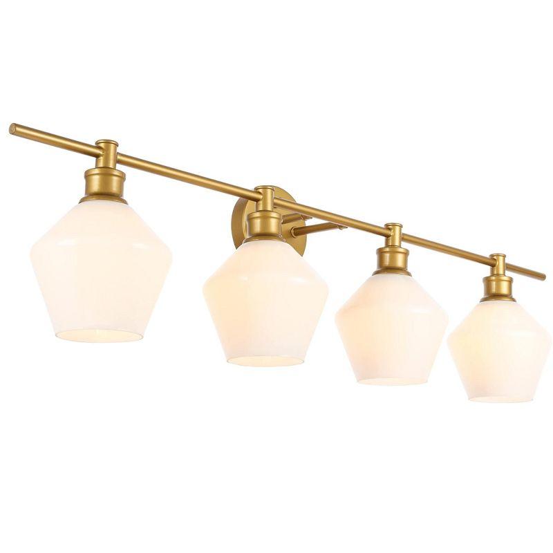 Elegant Lighting Gene 4 light Brass and Frosted white glass Wall sconce