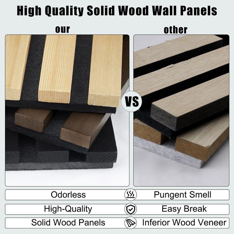 LOVMOR 0.83 in. x 7.87 ft. x 1 ft. Slat Wood Sound Absorbing Black(Black Felt) Decorative Wall Paneling 2-Pack