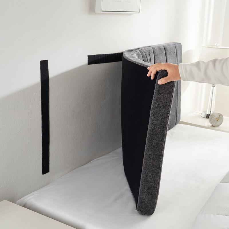 Upholstered Queen Headboard - Easy Assemble Wall Mounted Headboard with 3D Soundproof Wall Panels for Queen Size Bed - Gray