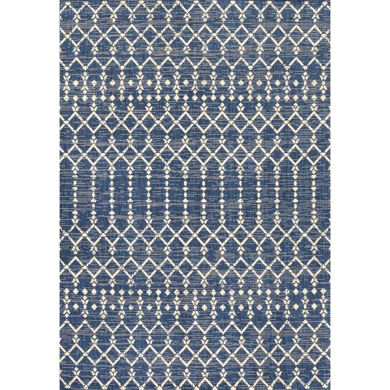 Ourika Moroccan Geometric Textured Weave Indoor/Outdoor Area Rug - JONATHAN Y