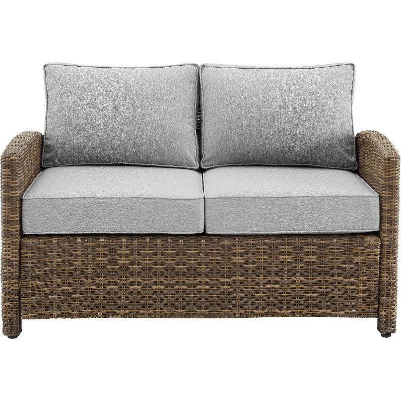 Bradenton Outdoor Wicker Loveseat: Steel Frame, Moisture-Resistant Cushions - Crosley