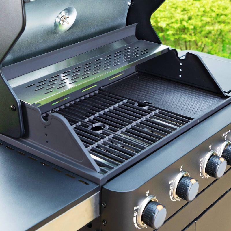 Captiva Designs 4 Burner Gas Grill with Side Burner & Porcelain Enamed Cast Iron Grate 46700 btu E02GR022: Outdoor Propane BBQ