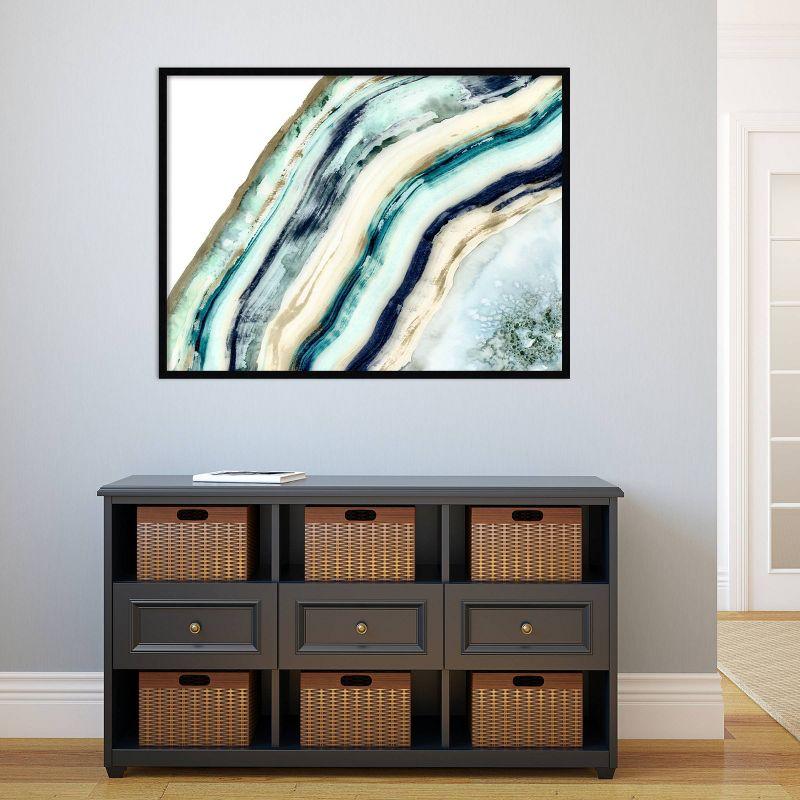 41" x 31" Teal Agate by Amy Lighthall Framed Wall Art Print Black - Amanti Art: Modern Abstract Acrylic Photo