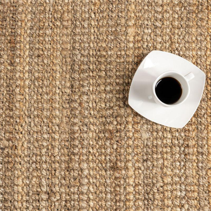 Nuloom 4 Square Daniela Jute Tassel Hand Woven Indoor Area Rug, Natural, Solid Chunky Farmhouse Design, Natural Fiber BedroomLiving Room