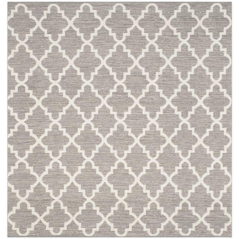 Montauk Grey and Ivory Handwoven Cotton Area Rug, 6' x 6'