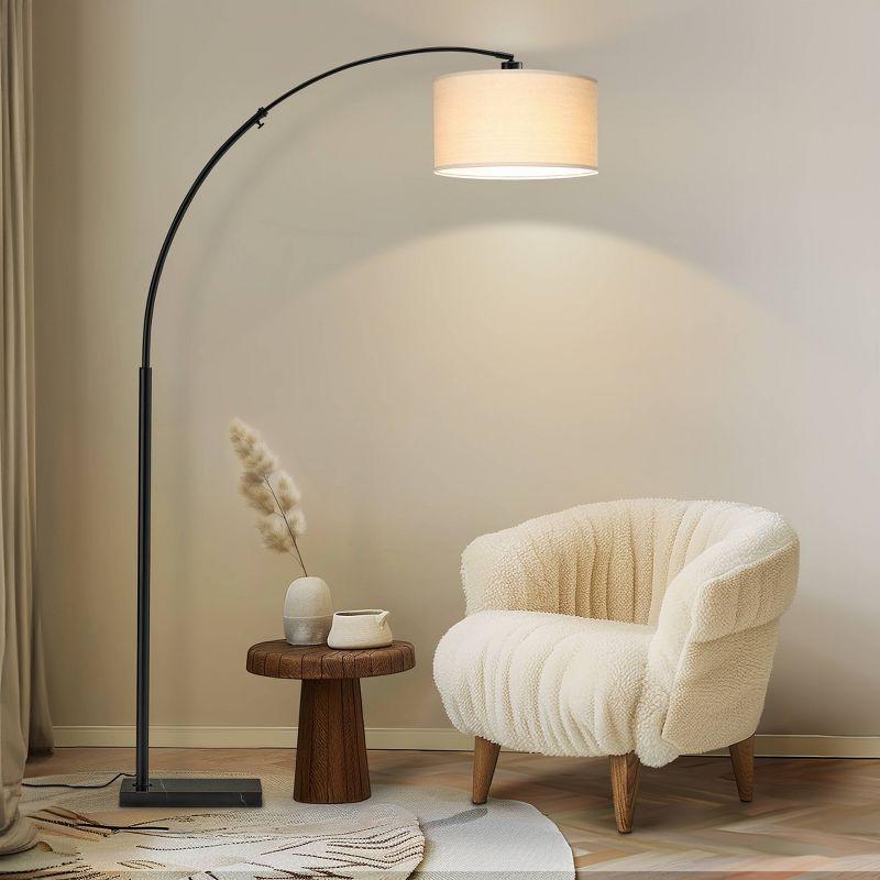 Brightech Logan 76 in. Adjustable and Extendable LED Arched Gold Floor Lamp with Weighted Marble Base - LED Bulb Included