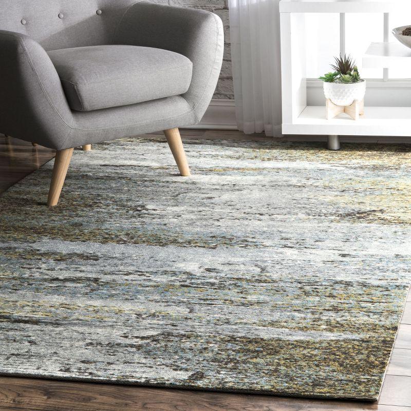 Multicolor Abstract Synthetic 4' x 6' Area Rug