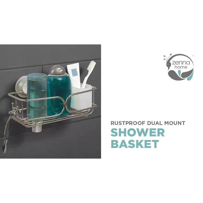 Suction or Adhesive Mount Stainless Steel Shower Shelf