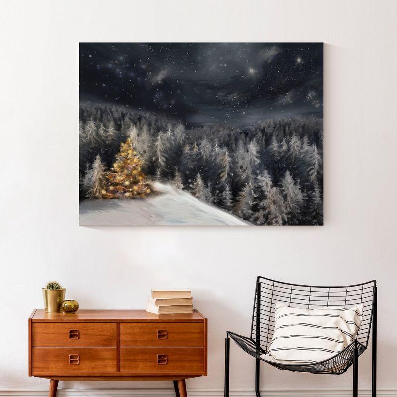 Creative Products Lit Tree Winter Landscape 40 x 30 Canvas Wall Art