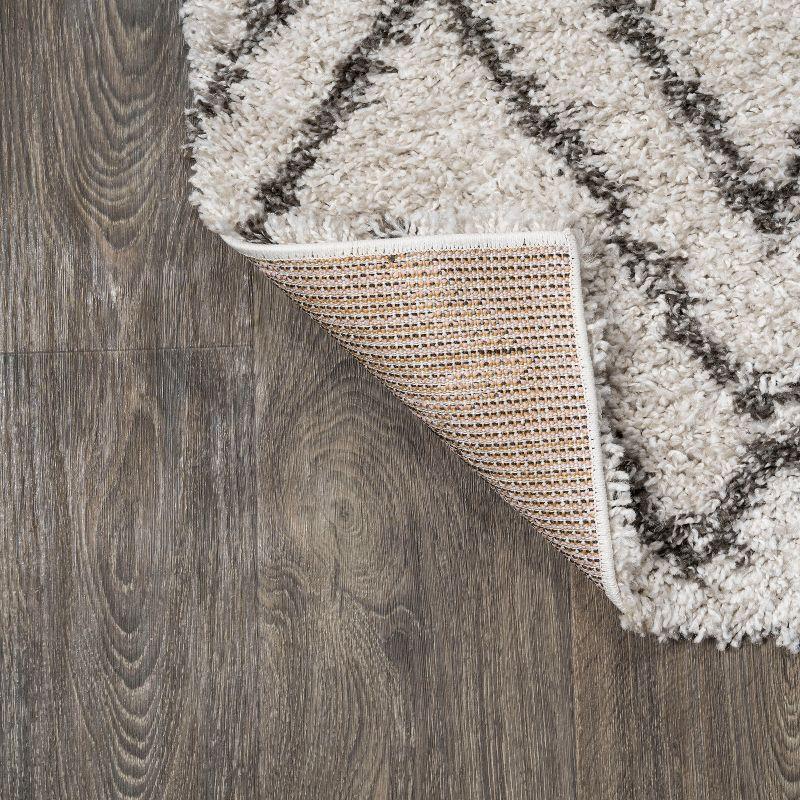 2'x8' Soller Diamond Trellis Shag Runner Rug, Beige - JONATHAN Y