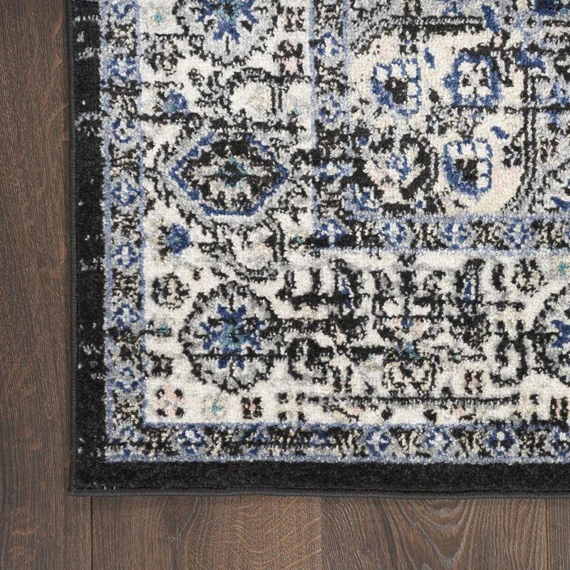 Nourison Passion Medallion Bohemian Indoor Rug Black Ivory 2'2" x 10'