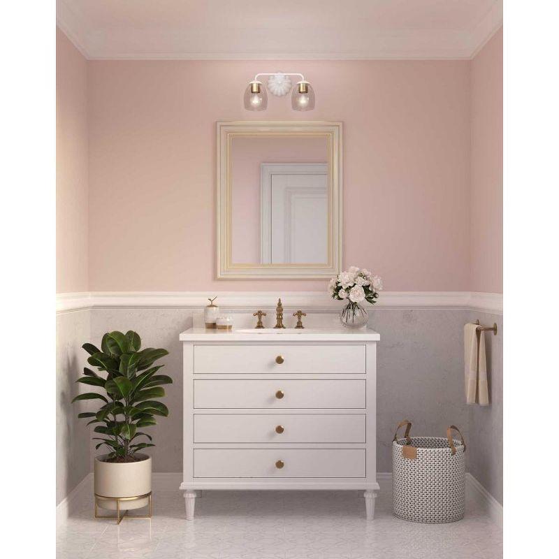 Progress Lighting Quillan 2-Light Vanity Light, Whiteplaster, Clear Glass Shades